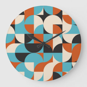 Modern Vintage: Geometric Retro Shapes. Large Clock