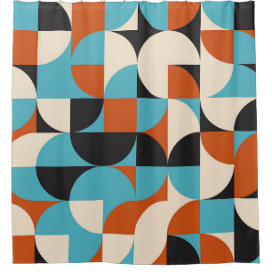 Modern Vintage: Geometric Retro Shapes. Shower Curtain