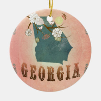 Modern Vintage Georgia State Map- Pastel Peach Ceramic Ornament