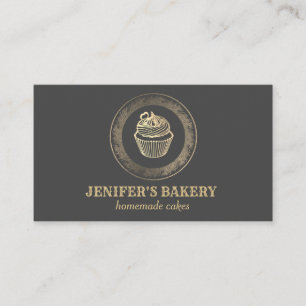 Modern vintage gold foil cupcake homemade bakery business card