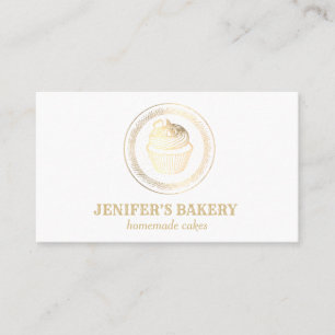 Modern vintage  gold foil cupcake homemade bakery business card