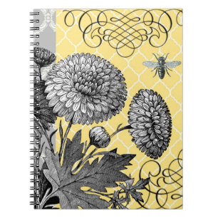 Modern Vintage graphic floral notebook