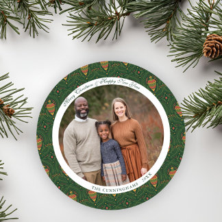 Modern Vintage Green Christmas Holiday Photo