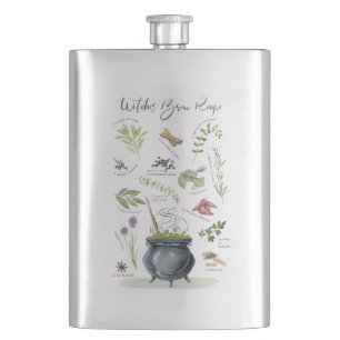 Modern Vintage Halloween cauldron recipe 1 Hip Flask