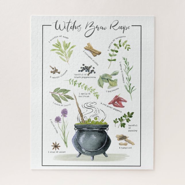 Modern Vintage Halloween cauldron recipe 1 Jigsaw Puzzle (Vertical)