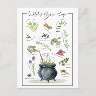 Modern Vintage Halloween cauldron recipe 1 Postcard