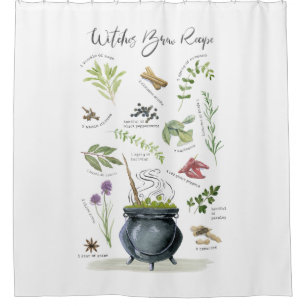 Modern Vintage Halloween cauldron recipe 1 Shower Curtain
