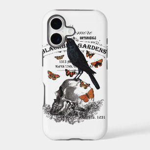 modern vintage halloween crow and skull
