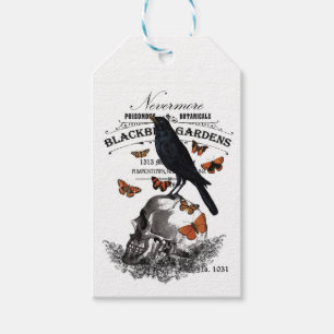 modern vintage halloween crow and skull gift tags