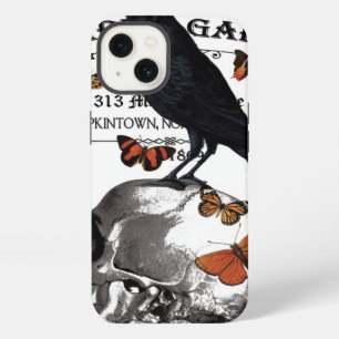 modern vintage halloween crow and skull iPhone case