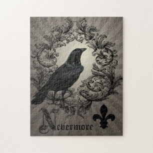 modern vintage halloween crow jigsaw puzzle