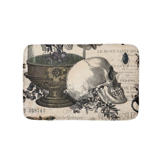 Modern Vintage Halloween Garden Bath Mat (Front)
