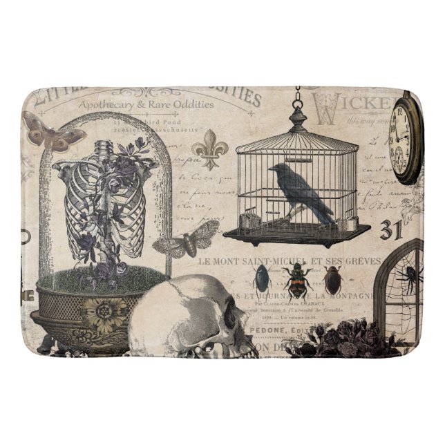 Modern Vintage Halloween Garden Bath Mat (Front)