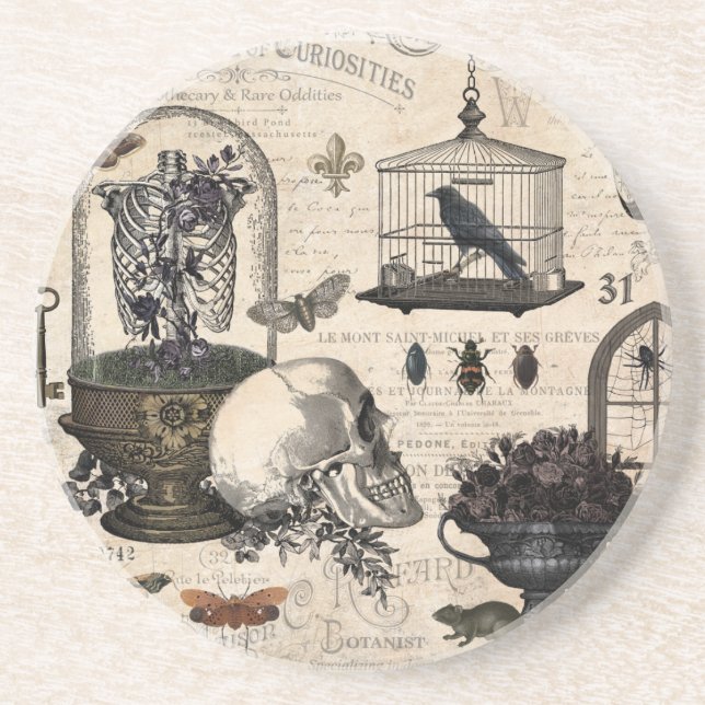 Modern Vintage Halloween Garden Coaster (Front)