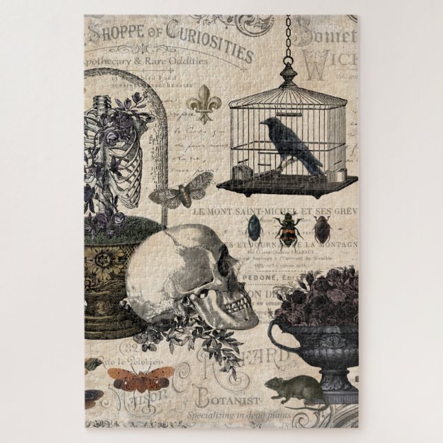 Modern Vintage Halloween Garden Jigsaw Puzzle (Vertical)
