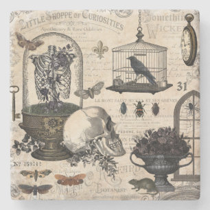 Modern Vintage Halloween Garden Stone Coaster