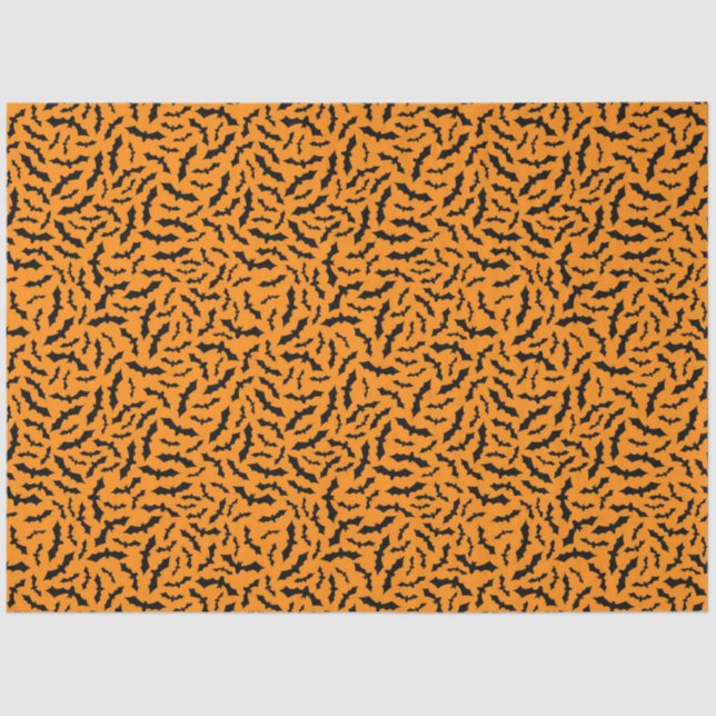 Modern Vintage Halloween Orange Bat Tissue Paper (Front)
