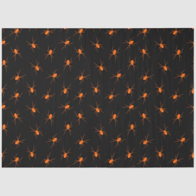 Modern Vintage Halloween Orange Spider Tissue Paper (Front)