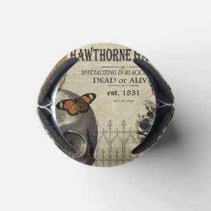 Modern vintage Halloween owl and skull Can Cooler