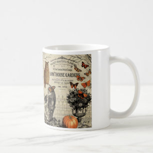 Modern vintage Halloween owl and skull Coffee Mug