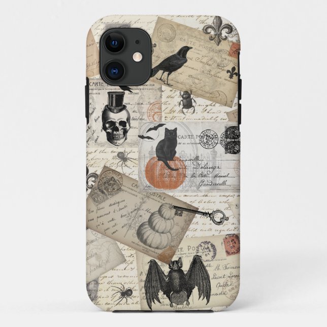 Modern vintage Halloween postcards Case-Mate iPhone Case (Back)