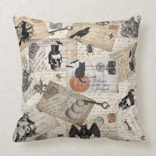 Modern vintage Halloween postcards Cushion