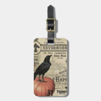 modern vintage halloween pumpkin and crow