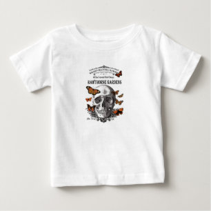 modern vintage Halloween skull and butterflies Baby T-Shirt