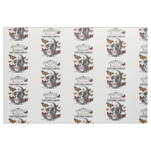 modern vintage Halloween skull and butterflies Fabric