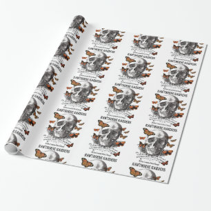 modern vintage Halloween skull and butterflies Wrapping Paper
