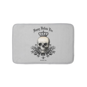Modern Vintage Halloween skull and crown Bath Mat