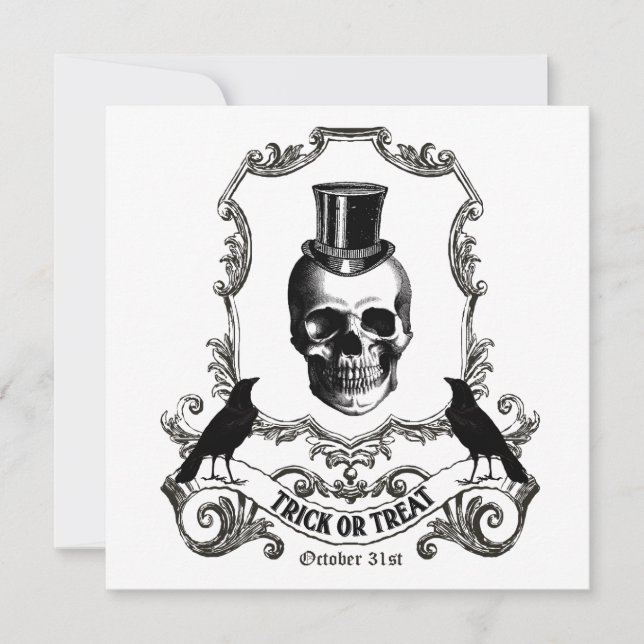 Modern Vintage Halloween skull Card (Front)