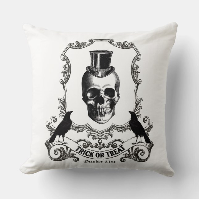 Modern Vintage Halloween skull Cushion (Front)