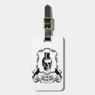 Modern Vintage Halloween skull Luggage Tag