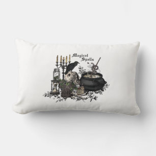 Modern vintage Halloween skull Lumbar Cushion