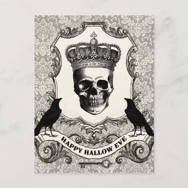 Modern Vintage Halloween skull Postcard (Front)