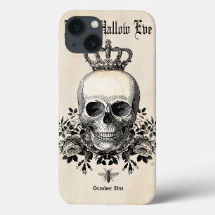 Modern Vintage Halloween skull with crown iPhone 13 Case