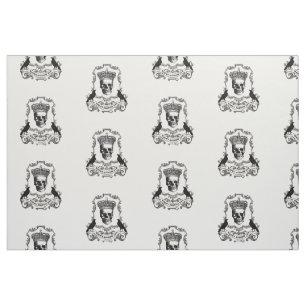 Modern vintage Halloween skull with crown Fabric