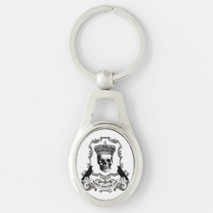 Modern vintage Halloween skull with crown Key Ring