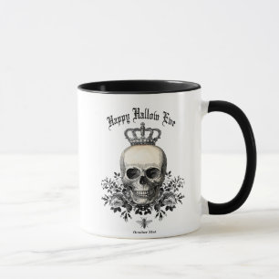 Modern Vintage Halloween skull with crown Mug