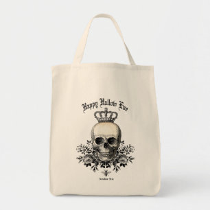 Modern Vintage Halloween skull with crown Tote Bag