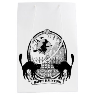 modern vintage Halloween witch and cats Medium Gift Bag