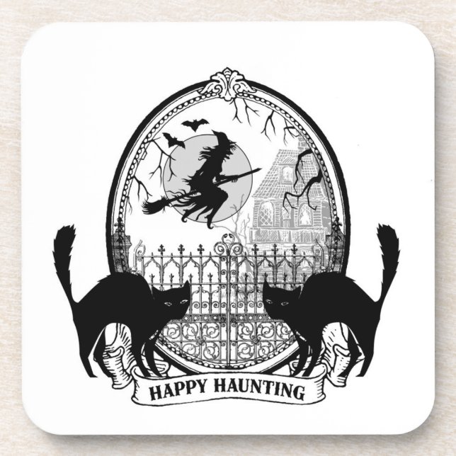modern vintage Halloween witch Coaster (Front)