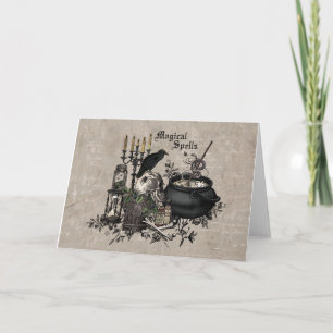 Modern vintage Halloween WITCHES BREW Card