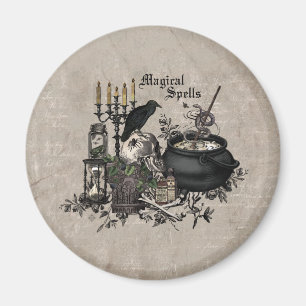 Modern vintage Halloween WITCHES BREW Magnet