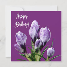 Modern vintage Happy Birthday purple floral trendy
