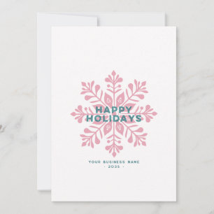 Modern Vintage Happy Holidays Business Snowflake Holiday Card