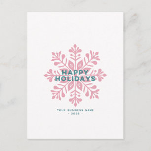 Modern Vintage Happy Holidays Business Snowflake Holiday Postcard