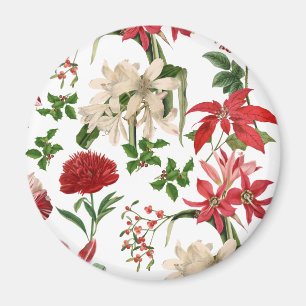 modern vintage holiday floral magnet