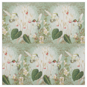 modern vintage hummingbird fabric